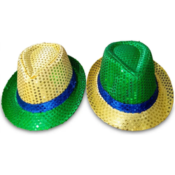  Chapéus Brasil Copa Lantejoulas Festa Torcida Verde
