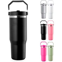 Copo Térmico Inox 900ml com Alça Retrátil e Tampa – Garrafa Térmica para Água, Café, Chá e Bebidas Geladas