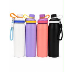 Garrafa Térmica em Aço Inox com Tampa Rosqueável e Alça de Transporte – 500ml | Cores Sortidas