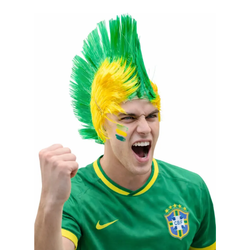 Peruca Moicano Verde Amarelo Moda Mix Brasil Copa Mundo Festa