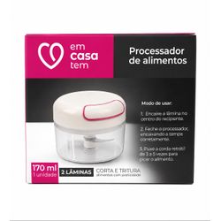 Mini Processador Manual de Alimentos 170ml com 2 Lâminas