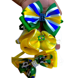 Kit de 3 Tiara Arquinho Copa do Mundo Jogo Futebol Bandeira Brasil