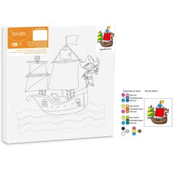  Tela De Pintura Riscada, 30cm X 30cm, Desenho: Barco - Souza & Cia 
