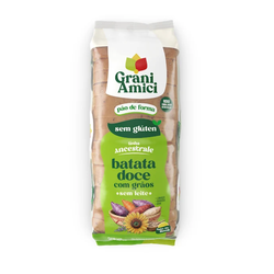 Pão de Forma Batata Doce com Grãos Sem Glúten, Sem Lactose, Sem Leite, 420g - Box Personalizável
