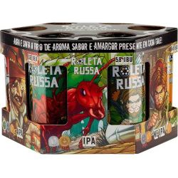Kit (MONTADO) Roleta Russa 6 Latas 350ml + Copo c/ Pulseira Preta