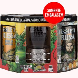 Embalagem para kit Roleta Russa Imperial IPA LATA + New England LATA + Copo c/ Pulseira Prata