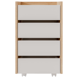 Gaveteiro Volante com 4 Gavetas 40x45cm - Linha Beta (Madeiro - Branco)