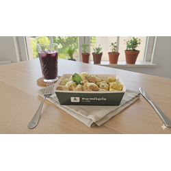 Frango em Cubos ao Limone com Nhoque de Banana da Terra