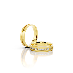 Par de Alianças Diamond Gold 5mm