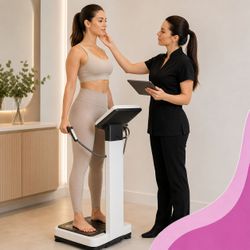 Consulta de avaliação facial e corporal com bioimpedância