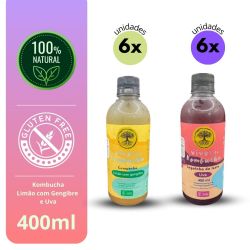 Kit Viver de Kombucha Sabor Limão e Uva
