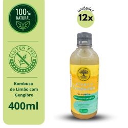 Kombucha Limão com Gengibre 400ml 12 unidades