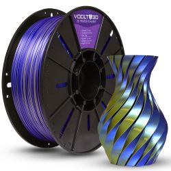 Filamento PLA Duo Color Azul Safira e Dourado V-Silk - - High Speed - 1,75mm 1Kg