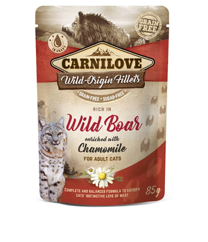 PATÊ PARA GATOS - CAT POUCH JAVALI E CAMOMILA 85G = CARNILOVE