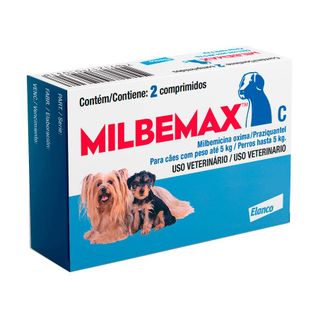 Vermífugo Elanco Milbemax C para Cães até 5 Kg com 2 Comprimidos