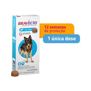 Antipulgas e Carrapatos Bravecto MSD para Cães de 20 a 40 kg\n