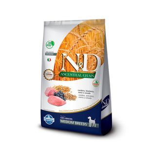Ração Farmina ND Ancestral Grain para Cães Adultos de Raças Médias Sabor Cordeiro e Blueberry 2,5kg