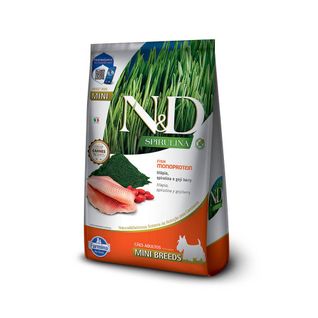 Ração Farmina ND Spirulina para Cães Adultos de Porte Mini Sabor Tilápia, Spirulina e Goji Berry 2kg