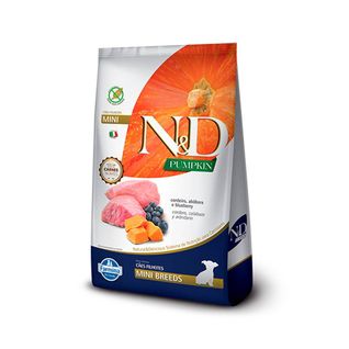 Ração Farmina ND Pumpkin para Cães Filhotes Raças Mini sabor Cordeiro, Abóbora e Blueberry 2,5kg