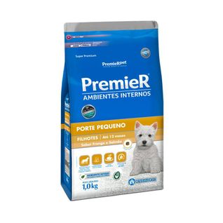 Ração Premier para Cães Filhotes de Raças Pequenas Ambientes Internos Sabor Frango e Salmão - 1kg\n