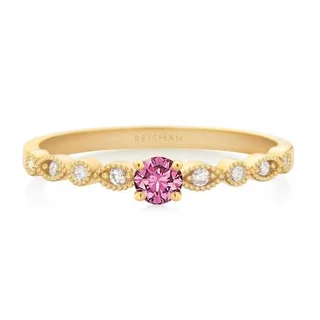 Anel Shine Safira Rosa ouro 18k
