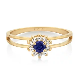 Anel Florence Safira Azul ouro 18k