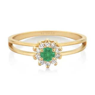 Anel Florence Esmeralda ouro 18k