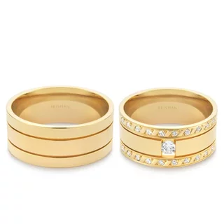 Alianças de Casamento Trieto ouro 18k