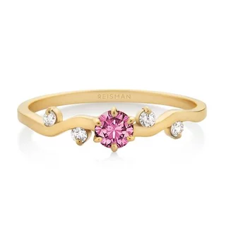Anel Belle Safira Rosa ouro 18k