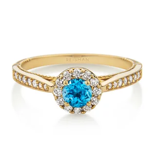 Anel Amore Mio Topázio Azul ouro 18k