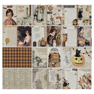 24 PAPÉIS ADESIVOS 15X21 CM - HALLOWEEN EPHEMERA