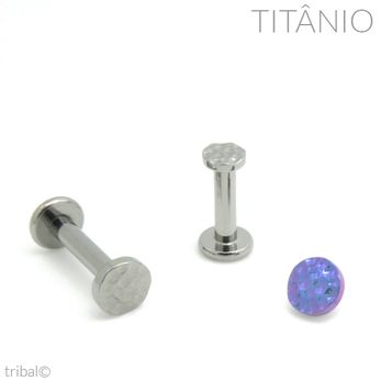 Labret Disco Martelado Titânio