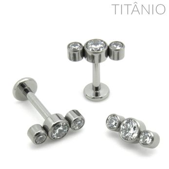 Labret Cluster Triplo Reto Titânio