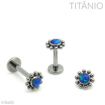 Labret Disco Opala 10 Esferas Titânio