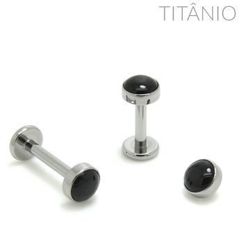 Labret Pedra Onyx Titânio