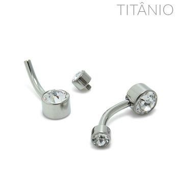 Piercing Umbigo Zircônia Disco Titanio