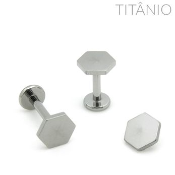 Labret Hexágono Titânio