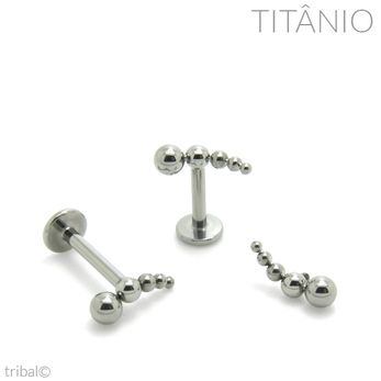 Labret Micro Cluster 5 Esferas Crescente Titânio