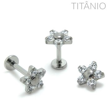 Labret Flor Zircônia Titânio