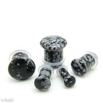 Plug Domo Pedra Obsidiana Flocada