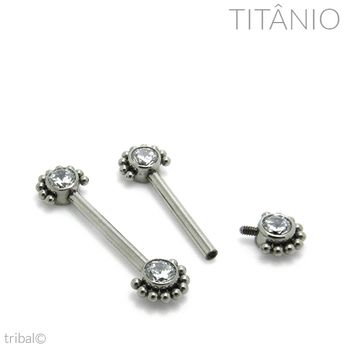 Barbell Mamilo Disco Zirconia 9 Esferas Titânio