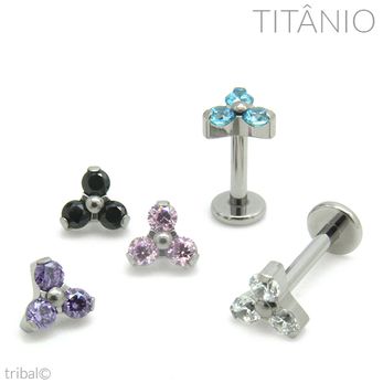 Labret Trinity Zircônia Titânio