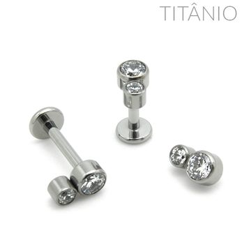Labret Cluster Duplo Zircônia Titânio