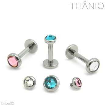 Labret Disco Flat Zircônia Titânio
