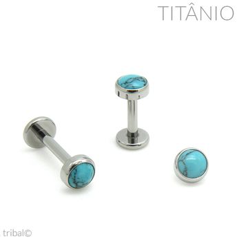 Labret Pedra Turquesa Titânio