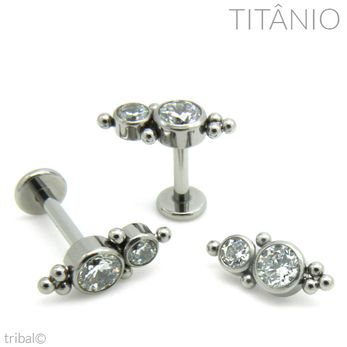 Labret Cluster Duplo 6 Esferas Titânio