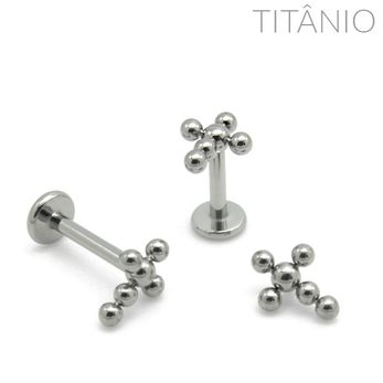 Labret Cruz 6 Esferas Titânio