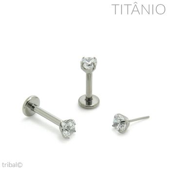 Labret Zircônia Garra Push Pin Titânio