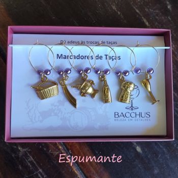 Conjunto Marcador de Taças Bacchus - Espumante Ouro