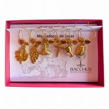 Conjunto Marcador de Taças Bacchus - Decanter Ouro